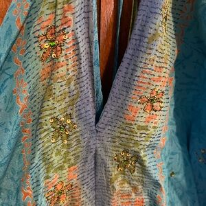 Divine Flow Designs original halter dress made with upcycled sari silk